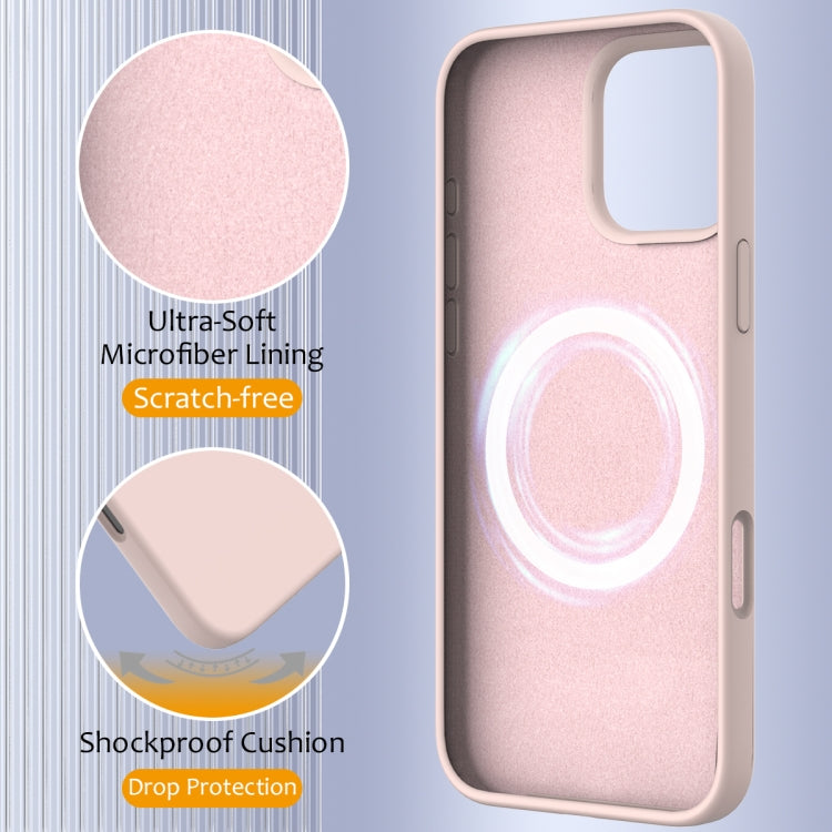 For iPhone 16 Pro Max Shockproof Silicone Magsafe Phone Case(Sand Pink)