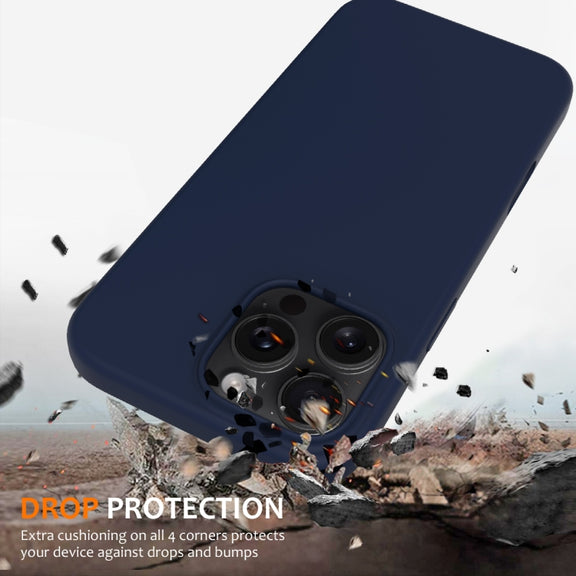 For iPhone 16 Pro Max Shockproof Silicone Magsafe Phone Case(Navy Blue)