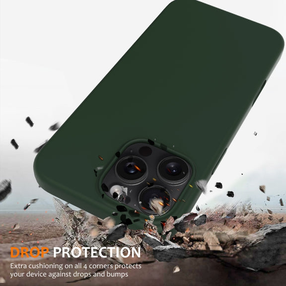 For iPhone 16 Pro Max Shockproof Silicone Magsafe Phone Case(Dark Green)