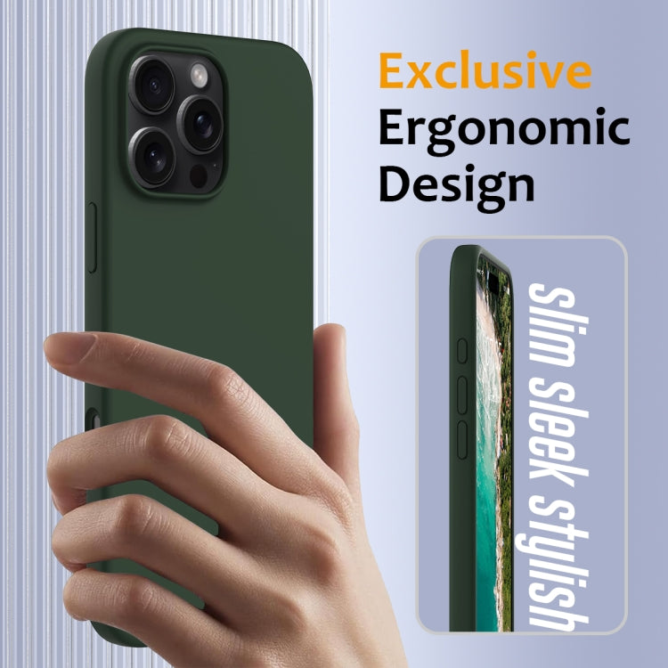 For iPhone 16 Pro Max Shockproof Silicone Magsafe Phone Case(Dark Green)