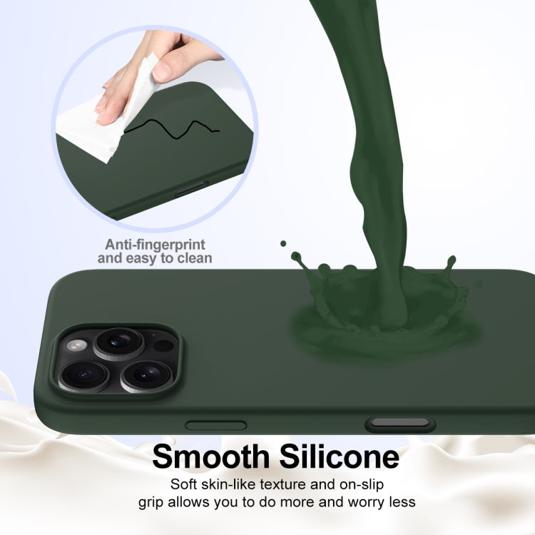 For iPhone 16 Pro Max Shockproof Silicone Magsafe Phone Case(Dark Green)