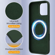 For iPhone 16 Pro Max Shockproof Silicone Magsafe Phone Case(Dark Green)