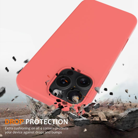 For iPhone 16 Pro Shockproof Silicone Magsafe Phone Case(Pink Orange)