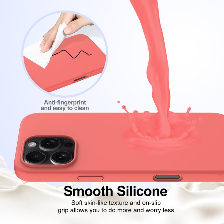 For iPhone 16 Pro Shockproof Silicone Magsafe Phone Case(Pink Orange)