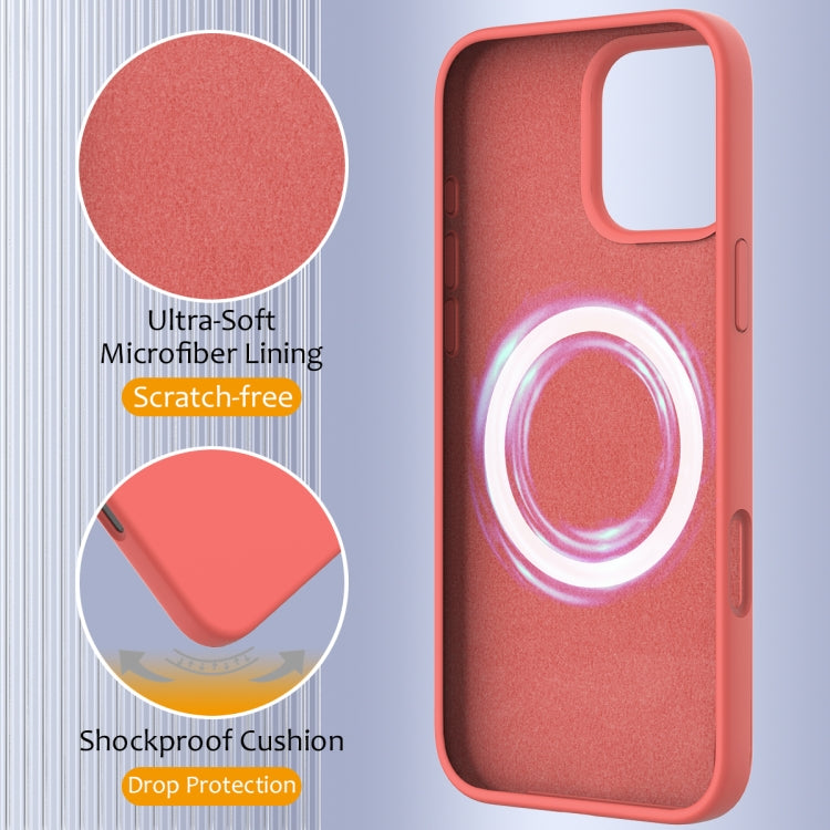 For iPhone 16 Pro Shockproof Silicone Magsafe Phone Case(Pink Orange)