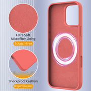 For iPhone 16 Pro Shockproof Silicone Magsafe Phone Case(Pink Orange)