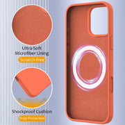 For iPhone 16 Pro Shockproof Silicone Magsafe Phone Case(Gold Orange)