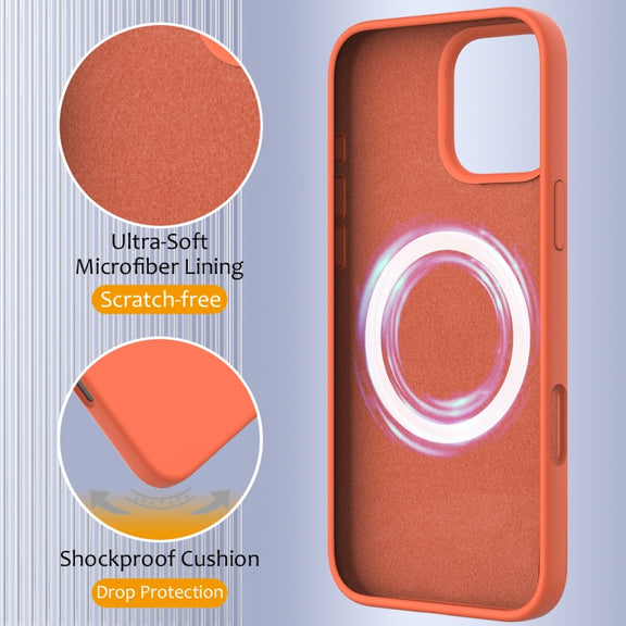 For iPhone 16 Pro Shockproof Silicone Magsafe Phone Case(Gold Orange)