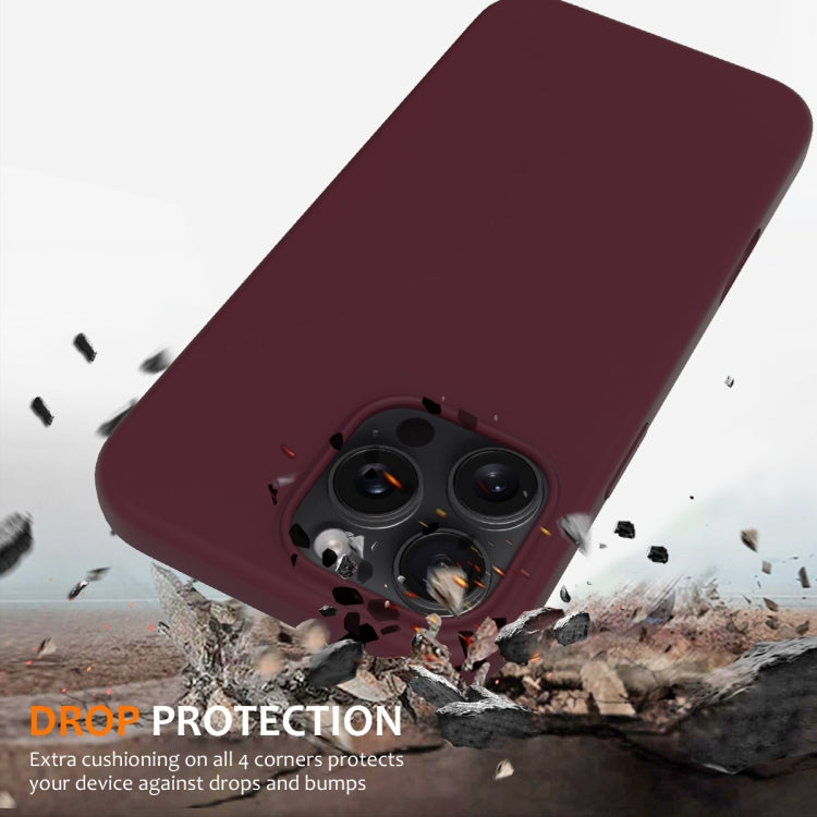 For iPhone 16 Pro Shockproof Silicone Magsafe Phone Case(Plum Color)