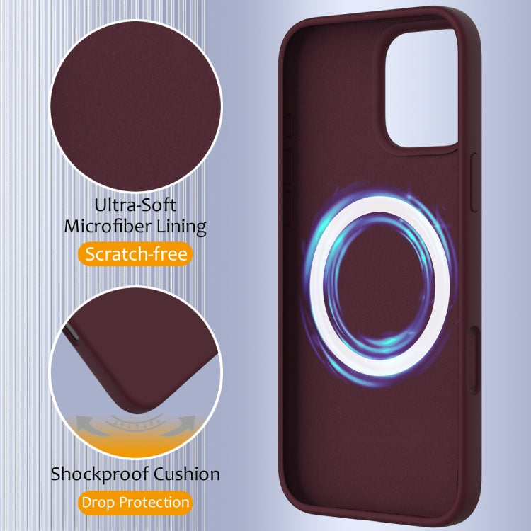 For iPhone 16 Pro Shockproof Silicone Magsafe Phone Case(Plum Color)