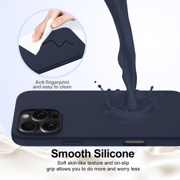 For iPhone 16 Pro Shockproof Silicone Magsafe Phone Case(Navy Blue)