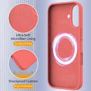 For iPhone 16 Plus Shockproof Silicone Magsafe Phone Case(Pink Orange)