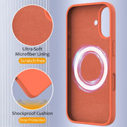 For iPhone 16 Plus Shockproof Silicone Magsafe Phone Case(Gold Orange)