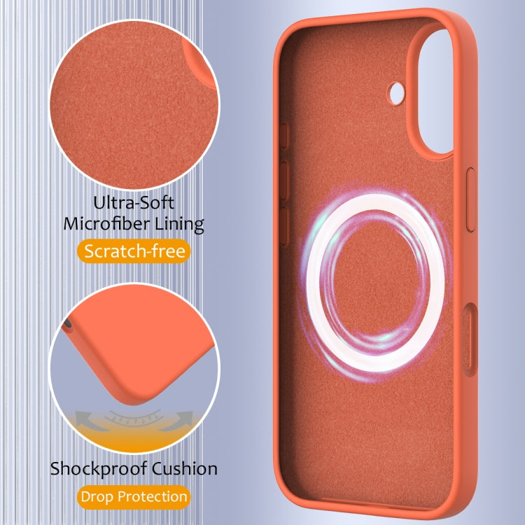 For iPhone 16 Plus Shockproof Silicone Magsafe Phone Case(Gold Orange)