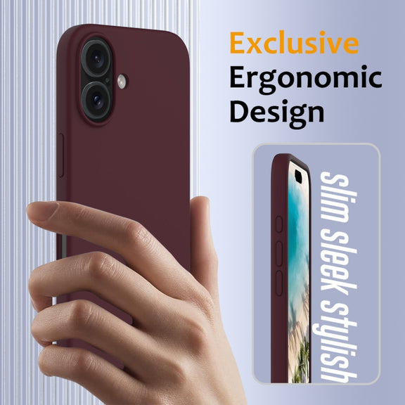 For iPhone 16 Plus Shockproof Silicone Magsafe Phone Case(Plum Color)