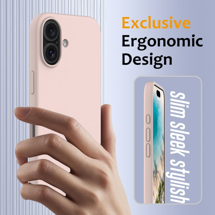 For iPhone 16 Plus Shockproof Silicone Magsafe Phone Case(Sand Pink)