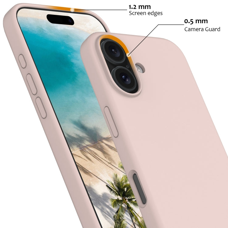 For iPhone 16 Plus Shockproof Silicone Magsafe Phone Case(Sand Pink)