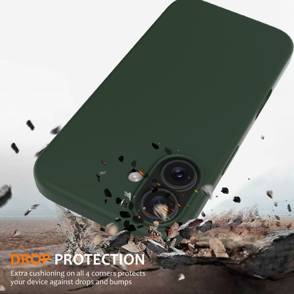 For iPhone 16 Plus Shockproof Silicone Magsafe Phone Case(Dark Green)