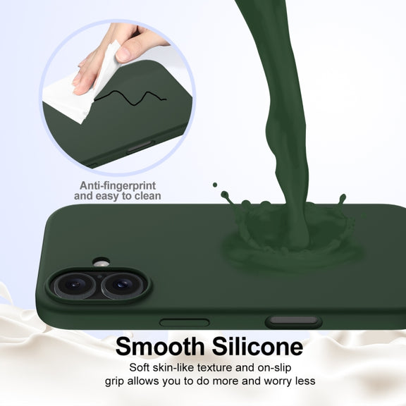 For iPhone 16 Plus Shockproof Silicone Magsafe Phone Case(Dark Green)