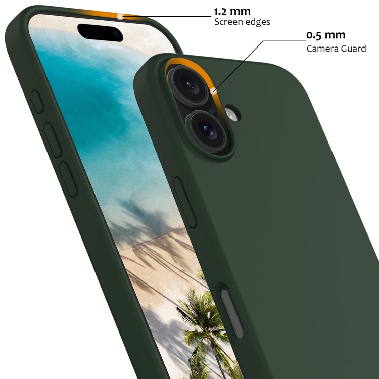 For iPhone 16 Plus Shockproof Silicone Magsafe Phone Case(Dark Green)