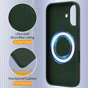 For iPhone 16 Plus Shockproof Silicone Magsafe Phone Case(Dark Green)