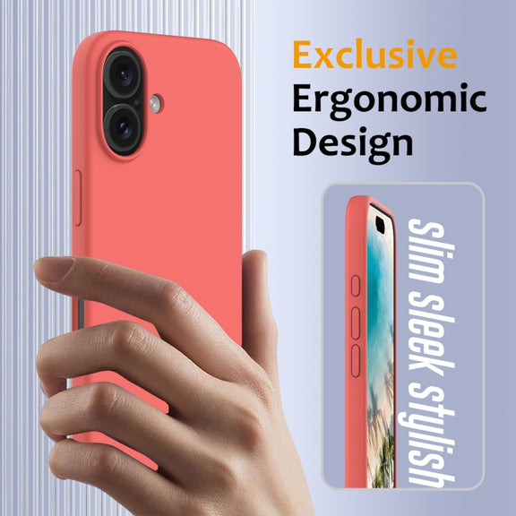 For iPhone 16 Shockproof Silicone Magsafe Phone Case(Pink Orange)