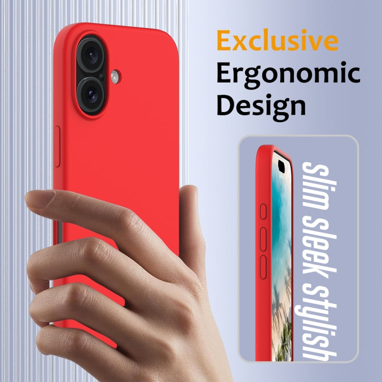 For iPhone 16 Shockproof Silicone Magsafe Phone Case(Red)