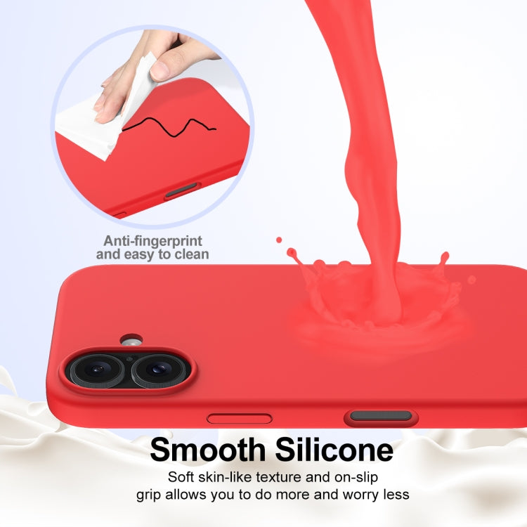 For iPhone 16 Shockproof Silicone Magsafe Phone Case(Red)