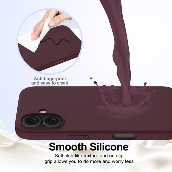 For iPhone 16 Shockproof Silicone Magsafe Phone Case(Plum Color)