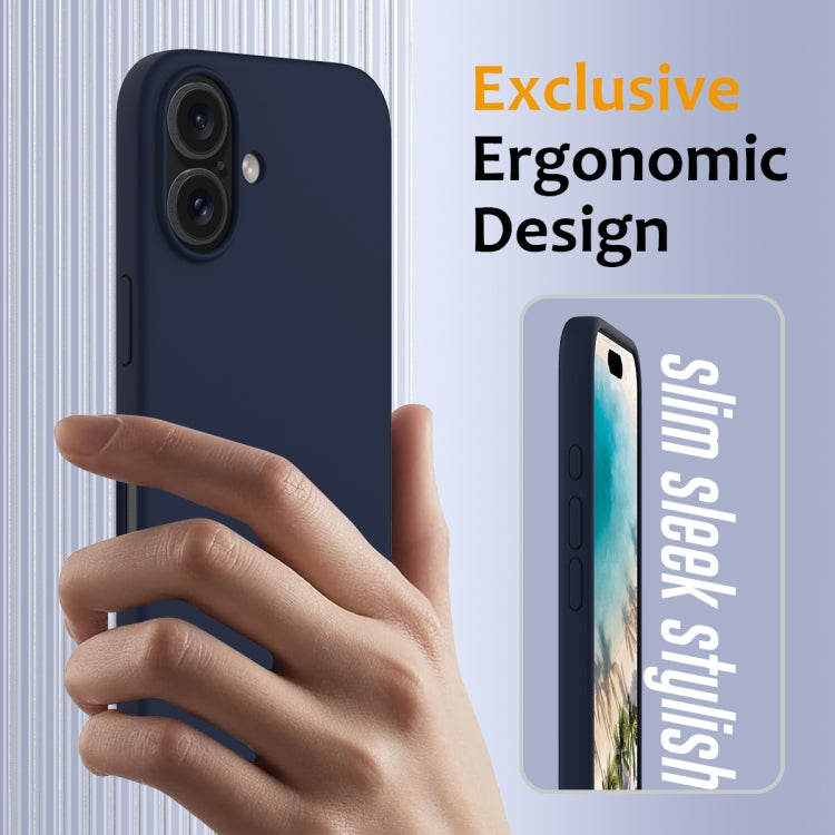 For iPhone 16 Shockproof Silicone Magsafe Phone Case(Navy Blue)