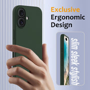 For iPhone 16 Shockproof Silicone Magsafe Phone Case(Dark Green)