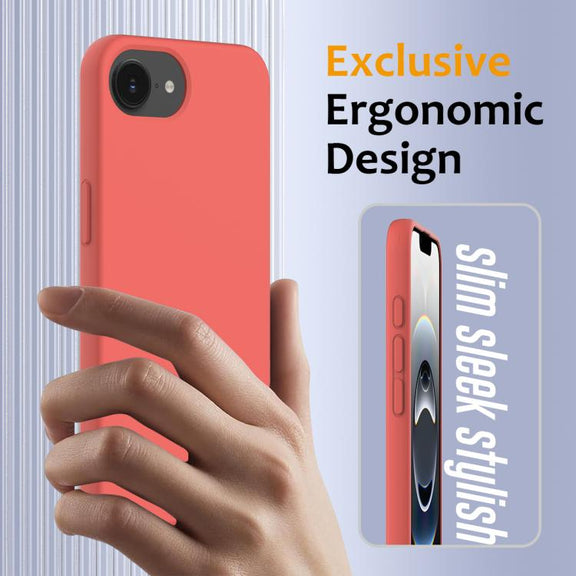 For iPhone 16e Shockproof Silicone Magsafe Phone Case(Pink Orange)