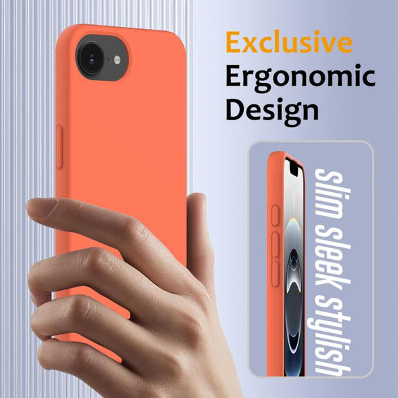 For iPhone 16e Shockproof Silicone Magsafe Phone Case(Gold Orange)
