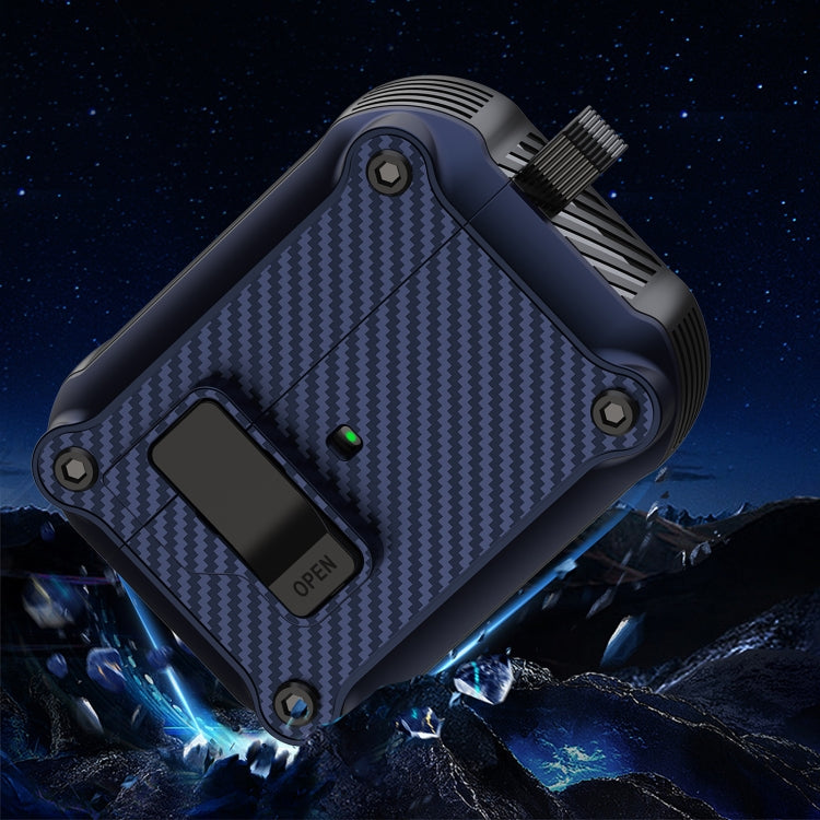 For AirPods Pro Carbon Fiber Magnetic Automatic Switch Earphone Protective Case(Blue)