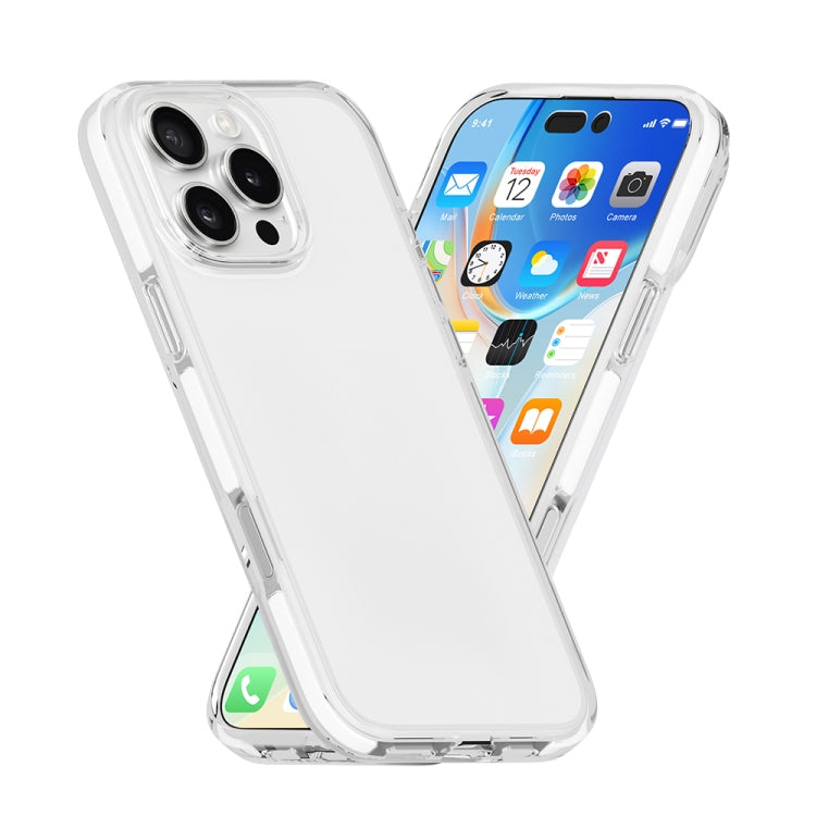 For iPhone 16 Pro Max Two-color Shockproof High Transparency TPU Phone Case(White)