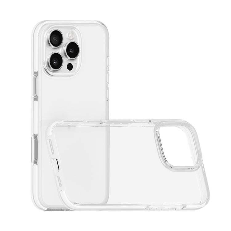 For iPhone 16 Pro Max Two-color Shockproof High Transparency TPU Phone Case(White)