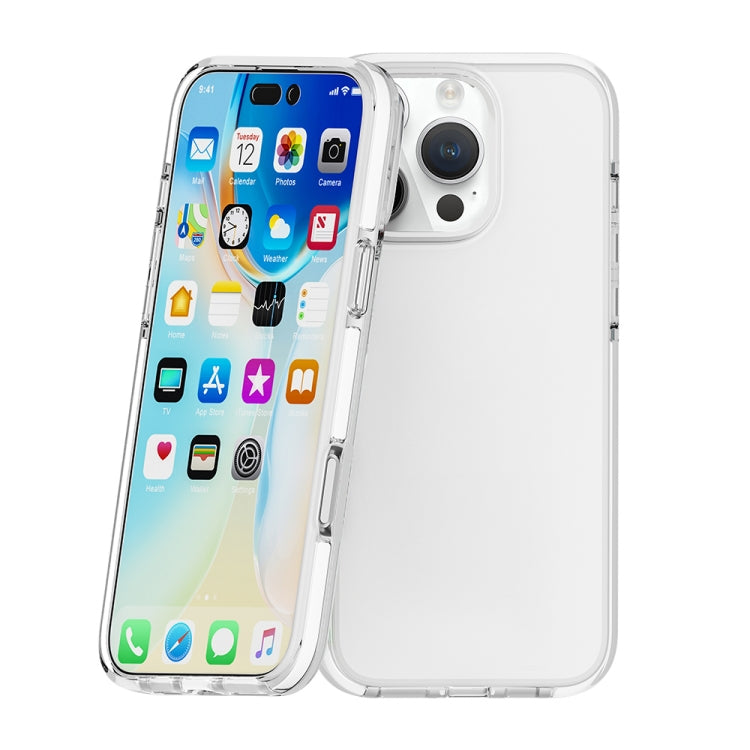 For iPhone 16 Pro Max Two-color Shockproof High Transparency TPU Phone Case(White)
