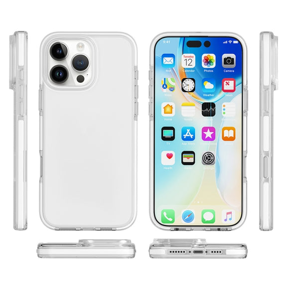 For iPhone 16 Pro Two-color Shockproof High Transparency TPU Phone Case(White)