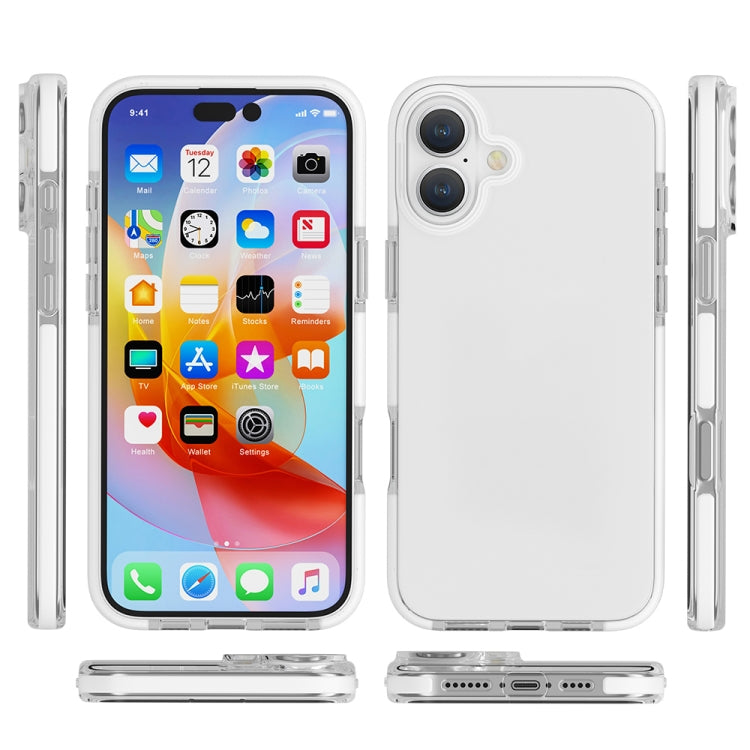 For iPhone 16 Plus Two-color Shockproof High Transparency TPU Phone Case(White)