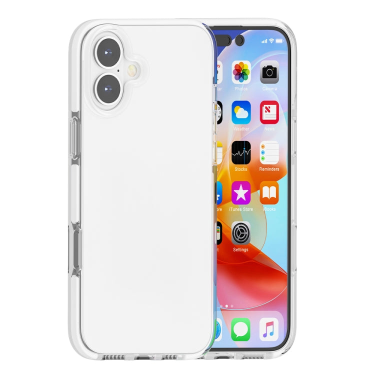 For iPhone 16 Plus Two-color Shockproof High Transparency TPU Phone Case(White)