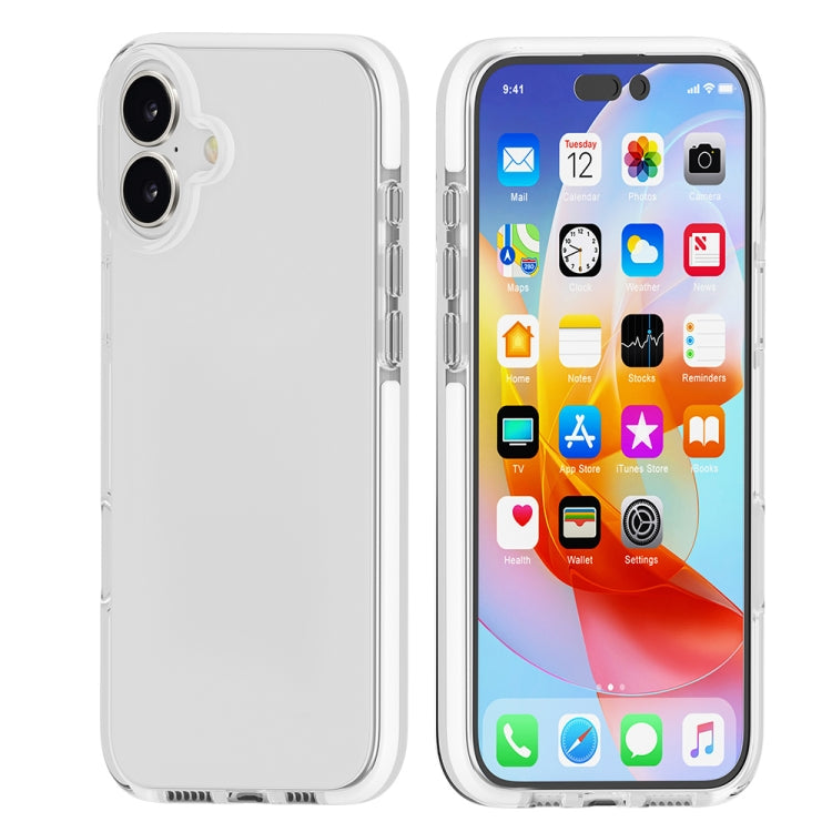 For iPhone 16 Plus Two-color Shockproof High Transparency TPU Phone Case(White)