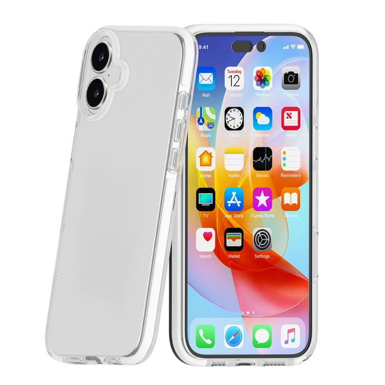 For iPhone 16 Plus Two-color Shockproof High Transparency TPU Phone Case(White)