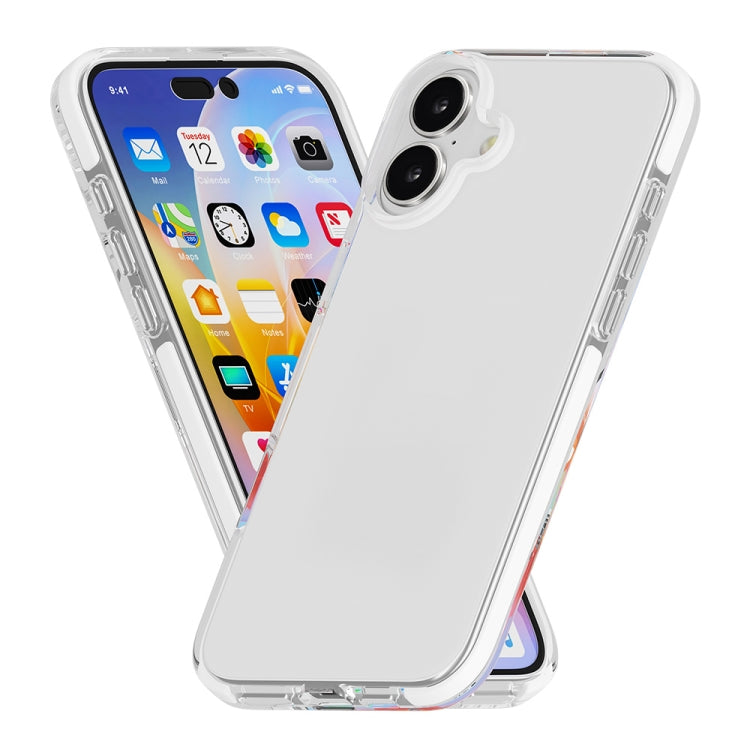 For iPhone 16 Two-color Shockproof High Transparency TPU Phone Case(White)