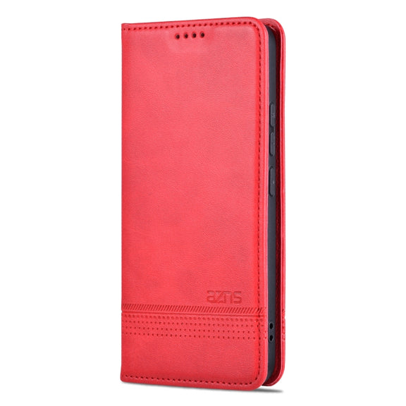 For Xiaomi 14 AZNS Magnetic Calf Texture Flip Leather Phone Case(Red)
