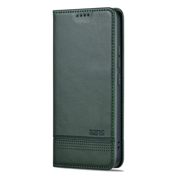 For Xiaomi 14 Pro AZNS Magnetic Calf Texture Flip Leather Phone Case(Dark Green)