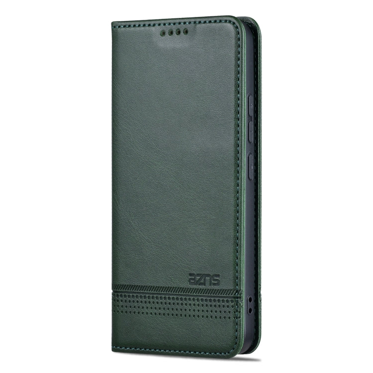 For Xiaomi 14 Pro AZNS Magnetic Calf Texture Flip Leather Phone Case(Dark Green)