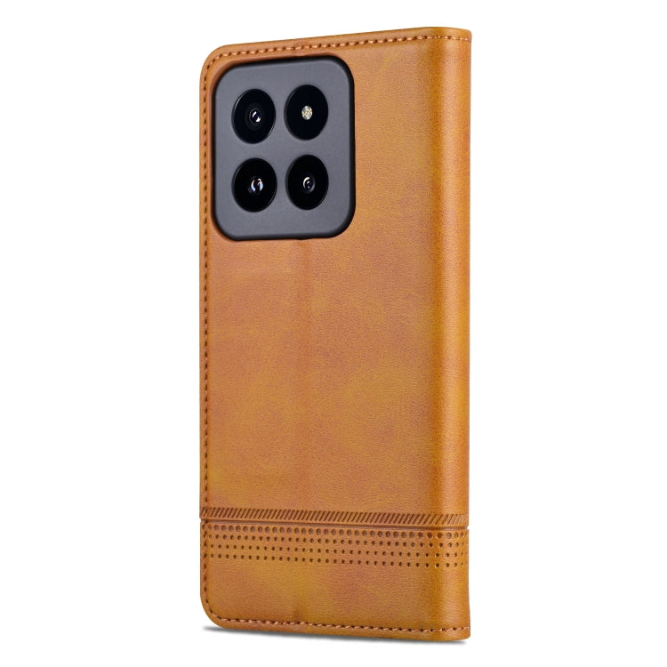 For Xiaomi 14 Pro AZNS Magnetic Calf Texture Flip Leather Phone Case(Light Brown)
