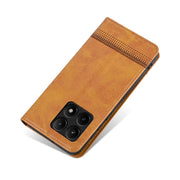 For Xiaomi Redmi K70/K70 Pro AZNS Magnetic Calf Texture Flip Leather Phone Case(Light Brown)