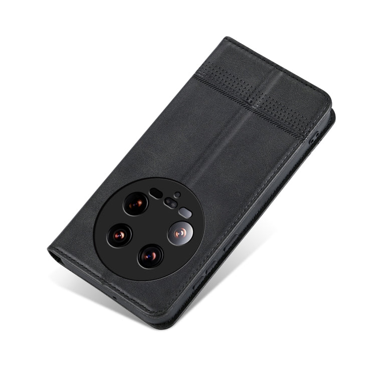 For Xiaomi 14 Ultra AZNS Magnetic Calf Texture Flip Leather Phone Case(Black)