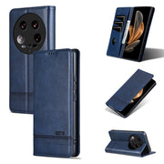 For Xiaomi 14 Ultra AZNS Magnetic Calf Texture Flip Leather Phone Case(Dark Blue)
